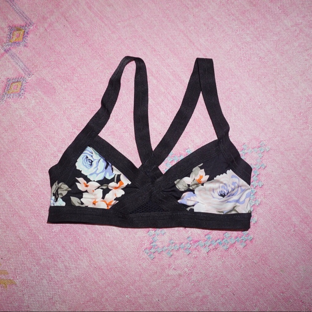 Volcom bikini top + sports bra XS floral